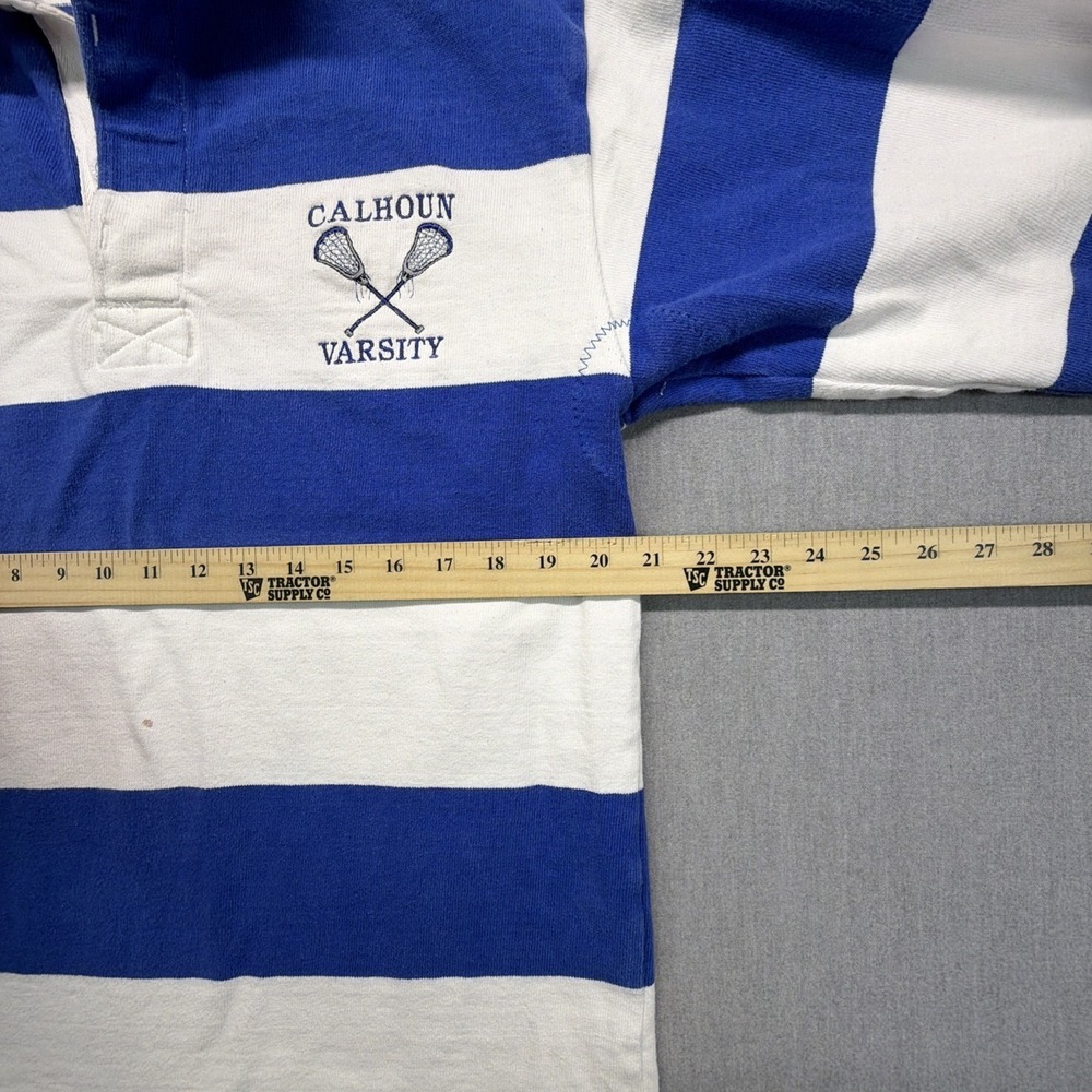 Vintage Barbarian Rugby Mens Medium Striped Longsleeve Polo Calhoun - Picture 10 of 11